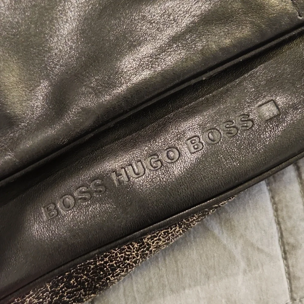Hugo Boss Black and Tan Buttery Soft Leather Laptop Bag